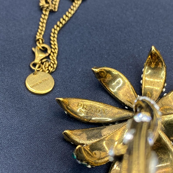 Prada Palm with Crystal in Bronze Necklace - Picture 11 of 13
